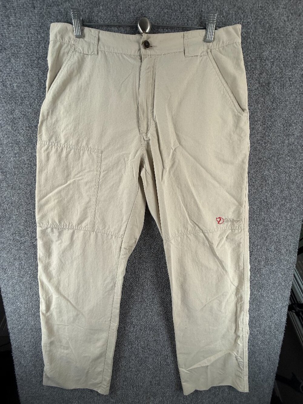 Fjallraven 48 Logo Beige Straight Leg Pants Nylon Cotton Polyester ACTL 33x30